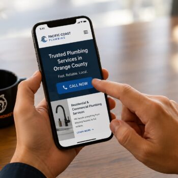 Person tapping a “Call Now” button on a mobile business website, illustrating a phone number button not working on mobile and causing missed customer calls.